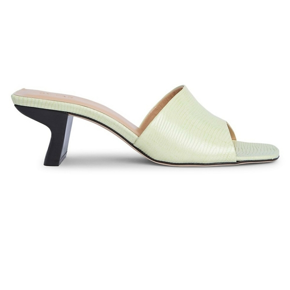 NWT BY FAR Lily lizard-effect green leather mules - Picture 5 of 6